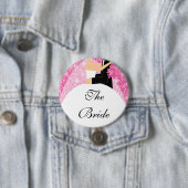 Sparkly Bridal Party Button/Pin Pink Ronde Button 7,6 Cm (In situ)