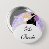 Sparkly Bride Bridal Party Button/Pin Paars Ronde Button 7,6 Cm (Voorkant /achterkant)
