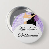 Sparkly Bride Bridesmaid Button/Pin Paars Ronde Button 7,6 Cm (Voorkant /achterkant)