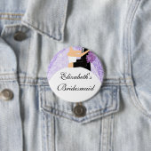 Sparkly Bride Bridesmaid Button/Pin Paars Ronde Button 7,6 Cm (In situ)