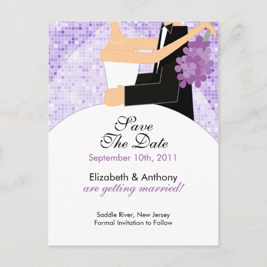 Sparkly Bride Groom Save the Date BRIEFKAART! Aankondigingskaart (Voorkant)
