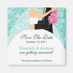 Sparkly Bride Groom sparen de Magnet van de Datum