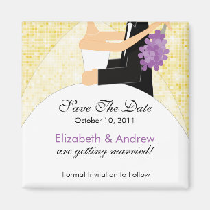 Sparkly Bride Groom sparen de Magnet van de Datum