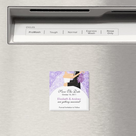 Sparkly bruid bruidegom Sla de datum magneet (Insitu (Vaatwasser))