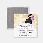 Sparkly bruid bruidegom Sla de datum magneet (Voorkant / Achterkant)