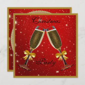 Sparkly Bubbly Champagne Fluiten Kerstfeest Kaart (Voorkant / Achterkant)