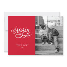 Sparkly Bubbly Script Merry Holiday fotokaart
