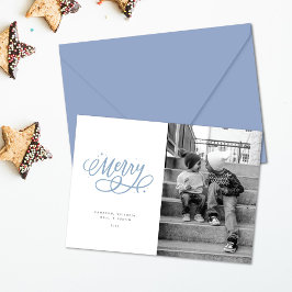 Sparkly Bubbly Script Merry Holiday fotokaart Feestdagenkaart
