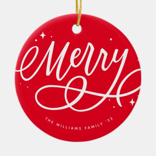 Sparkly Bubbly Script Vrolijke vakantie Keramisch Ornament (Voorkant)