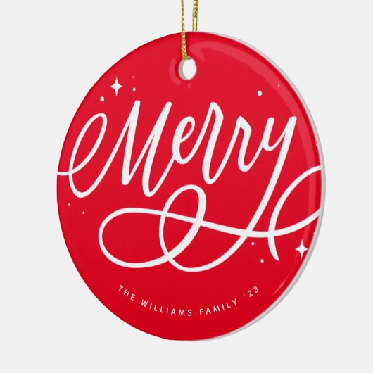 Sparkly Bubbly Script Vrolijke vakantie Keramisch Ornament (Links)