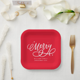 Sparkly Bubbly Script Vrolijke vakantie Papieren Bordje