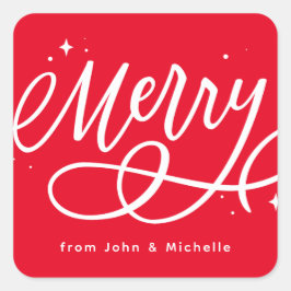 Sparkly Bubbly Script Vrolijke vakantie Vierkante Sticker