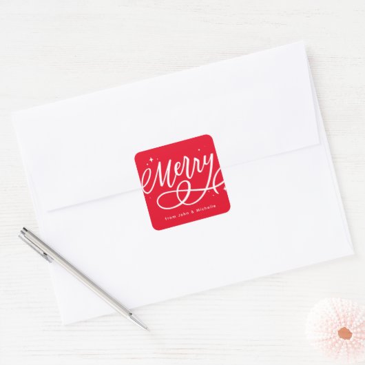 Sparkly Bubbly Script Vrolijke vakantie Vierkante Sticker (Envelop)