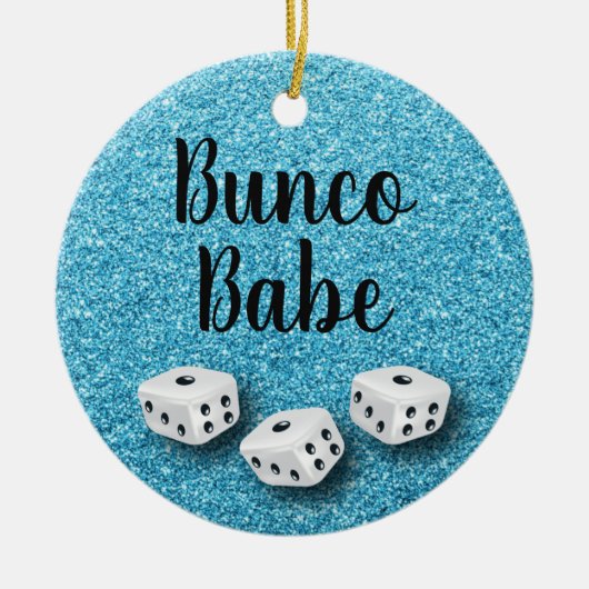 Sparkly Bunco Babe Faux Blue Glitter Chic Keramisch Ornament (Voorkant)