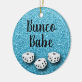 Sparkly Bunco Babe Faux Blue Glitter Chic Keramisch Ornament (Links)