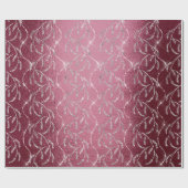 Sparkly Burgundy Laurel Floral Silver Diamonds Cadeaupapier (Vlak)