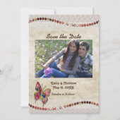 Sparkly Butterfly, Lace & Parchment Save the Date (Voorkant)