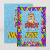Sparkly Capybara Birthday Invite Kaart (Voorkant / Achterkant)