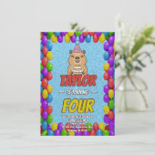Sparkly Capybara Birthday Invite Kaart (Staand voorkant)