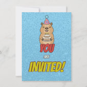 Sparkly Capybara Birthday Invite Kaart (Achterkant)