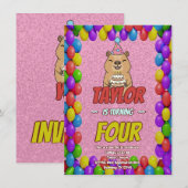 Sparkly Capybara Birthday Invite Kaart (Voorkant / Achterkant)