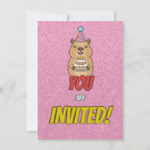 Sparkly Capybara Birthday Invite Kaart (Achterkant)