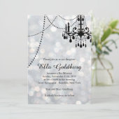 Sparkly Chandelier Bat Mitzvah Uitnodiging (Staand voorkant)