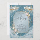 Sparkly Chandelier Bloemen Weelderige Huwelijk Kaart (Voorkant)