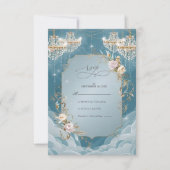 Sparkly Chandelier Bloemen Weelderige Huwelijk RSVP Kaartje (Voorkant)