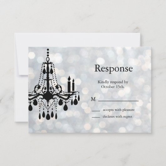 Sparkly Chandelier RSVP Kaartje (Voorkant)
