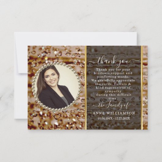 Sparkly chic Funeral Bedankt kaart (Voorkant)