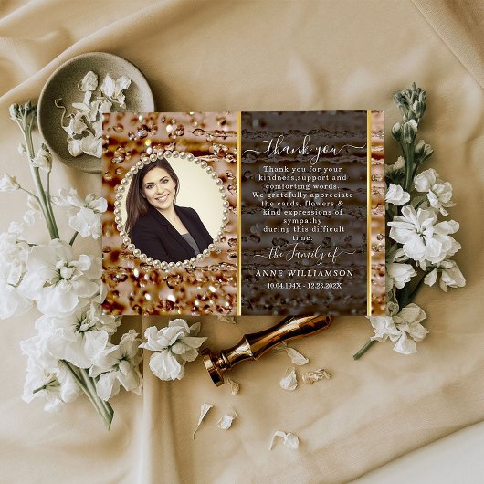 Sparkly chic Funeral Bedankt kaart