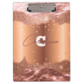 Sparkly Chic Glitter Faux Folie Roos Gouden Glam Klembord (Voorkant)
