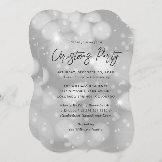 Sparkly Christmas Party Kaart (Voorkant / Achterkant)