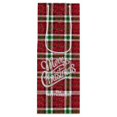 Sparkly Christmas Plaid  Wijn Cadeautas (Voorkant)