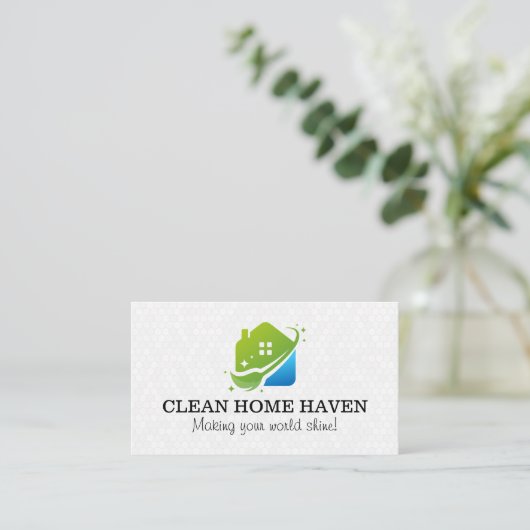 Sparkly Clean Home | Hexagonale Tegel achtergrond Visitekaartje (Staand voorkant)
