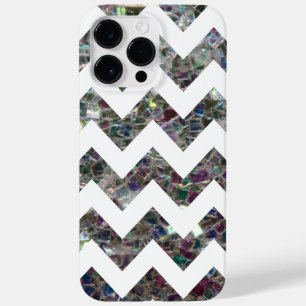 Sparkly colorful Silver Mosaic and White Chevron Case-Mate iPhone 14 Pro Max Hoesje
