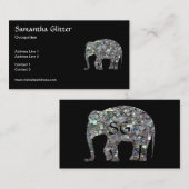Sparkly Colorful Silver Mosaic Elephant Monogram Visitekaartje (Voorkant / Achterkant)