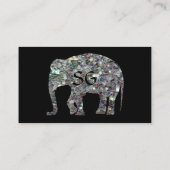 Sparkly Colorful Silver Mosaic Elephant Monogram Visitekaartje (Achterkant)