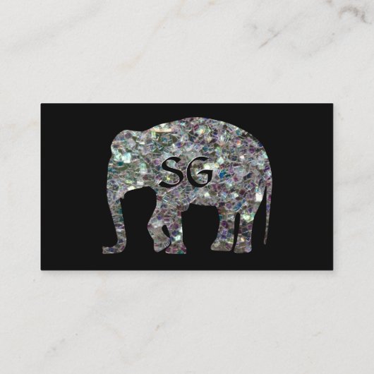 Sparkly Colorful Silver Mosaic Elephant Monogram Visitekaartje (Achterkant)