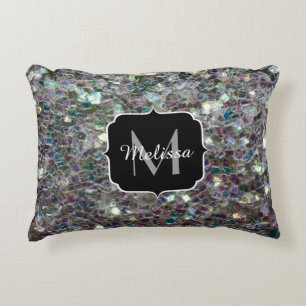 Sparkly Colorful Silver Mosaic Monogram Decoratief Kussen