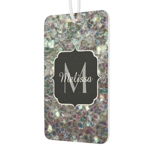 Sparkly Colorful Silver Mosaic Monogram Luchtverfrisser (Links)