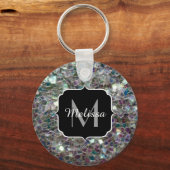 Sparkly Colorful Silver Mosaic Monogram Sleutelhanger (Voorkant)