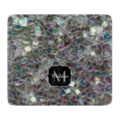 Sparkly Colorful Silver Mosaic Monogram Snijplank (Voorkant)
