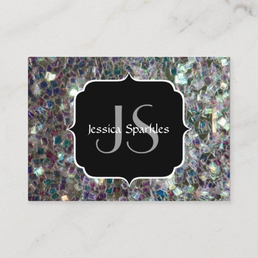 Sparkly Colorful Silver Mosaic Monogram Visitekaartje (Achterkant)