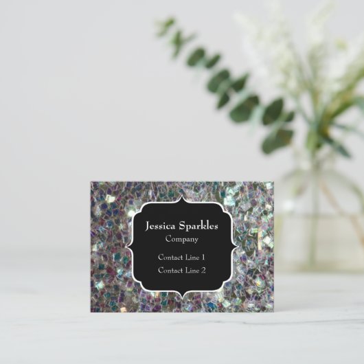 Sparkly Colorful Silver Mosaic Monogram Visitekaartje (Staand voorkant)