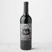 Sparkly Colorful Silver Mosaic Monogram Wijn Etiket (Voorkant)