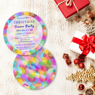 Sparkly Colorful Simple Christmas Dinner Party Kaart