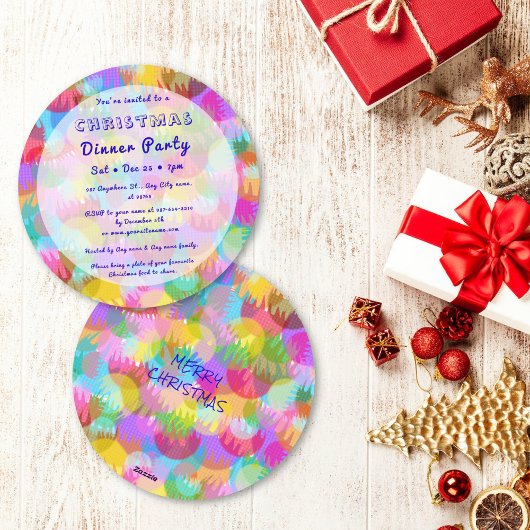 Sparkly Colorful Simple Christmas Dinner Party Kaart
