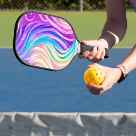 Sparkly Colorful Swirly Pattern Pickleball Paddle